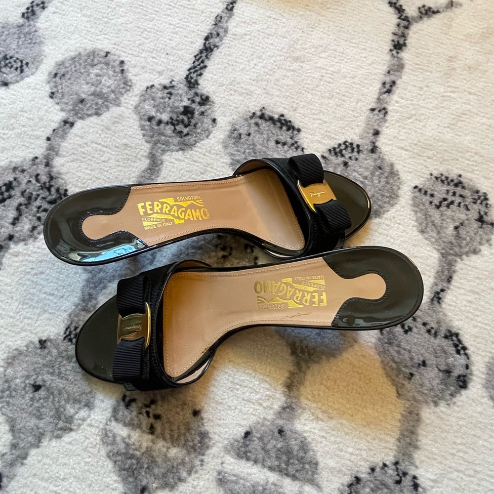 Salvatore Ferragamo Black Slide Mule Sandals